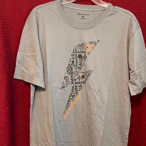 Men’s Mayhem Gray Graphic “Like New” Soft T-Shirt with Lightning Bolt Design